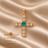 Pandantiv Crucea Safirului , zirconia, placat cu aur 18K Brazilia