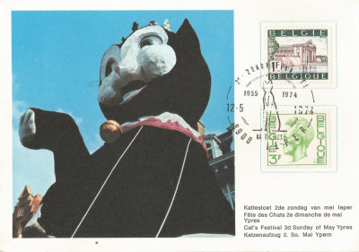 *Belgia, Festivalul pisicilor, Ypres, carte postala ilustrata, necirculata foto