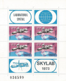 |Romania, LP 867a/1974, Skylab, bloc de 4 dantelat, MNH, Nestampilat