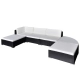 Gossi set mobilier de gradina cu perne, 6 piese, negru, poliratan