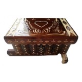 Cutie de bijuterii din lemn cutie magică puzzle cu cheie ascunsa depozit secret pentru inel sau bani provocare cu inima