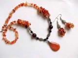 Set agate, cercei si colier cu pandantiv, bijuterii agate 34387