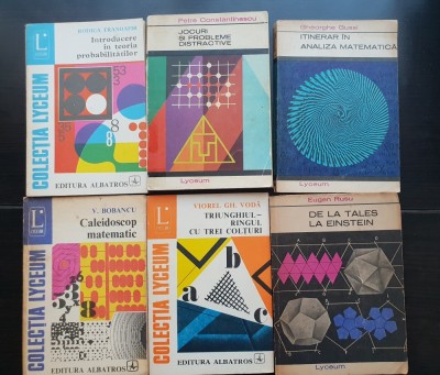 Lot 6 cărți matematică colecția LYCEUM: Teoria Probabilităților *Jocuri și probleme distractive *Analiza matematică *Caleidoscop matematic *Triunghiul foto