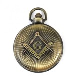Ceas de Buzunar Masonic de Mari Dimensiuni &ndash; 55 mm &ndash; Bronz &ndash; Cadran 43 mm