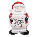 Cutie Biscuiți Ceramică, Model Crăciun, Culoare Alb-Roșu, Dimensiuni 16x18x27 cm, Mesaj Merry Christmas, Oem