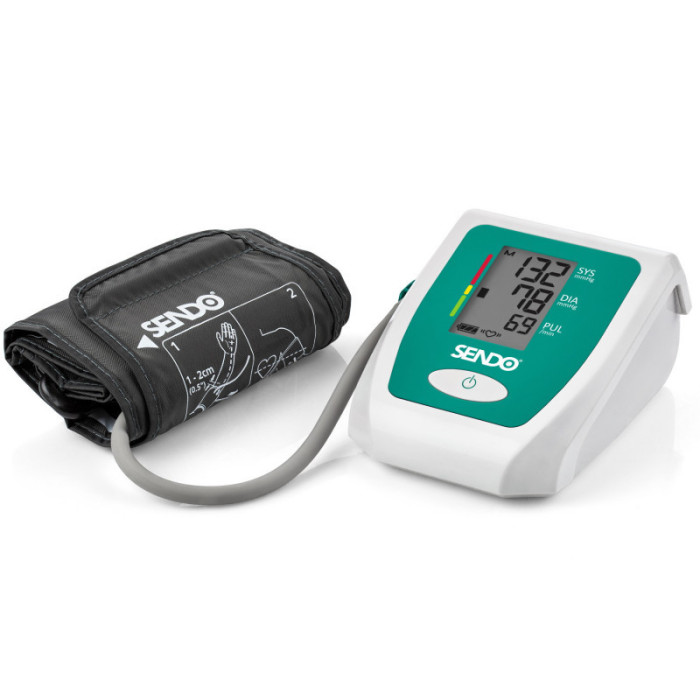 Monitor de tensiune arteriala Sendo Advance 2, memorie, detecteaza aritmia, manseta 22-32 cm, alb/verde