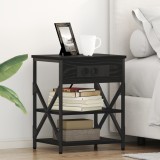 VidaXL Cabinet de noptiere cu stație de &icirc;ncărcare 2 pcs Stejar negru