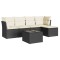 Set mobilier de gradina cu perne, 6 piese, negru, poliratan