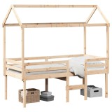 Cumpara ieftin Pat inalt cu acoperis, 80x200 cm, lemn masiv de pin