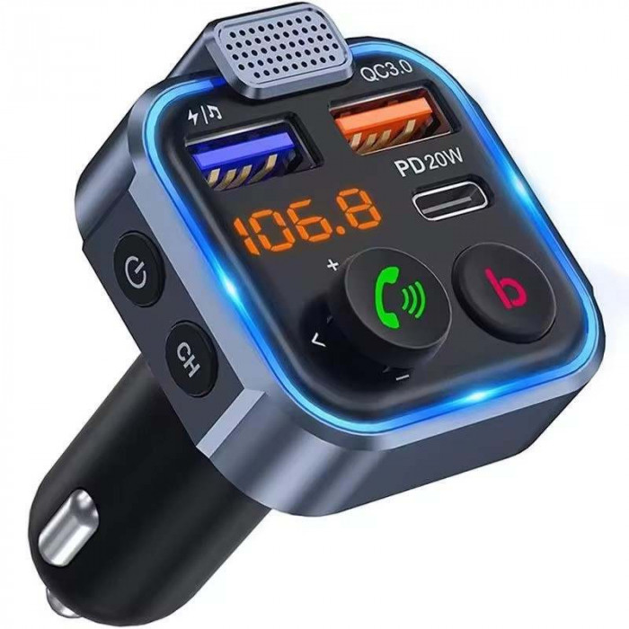 Modulator FM, Bluetooth 5.0, Fast charging 20W, microfon incorporat