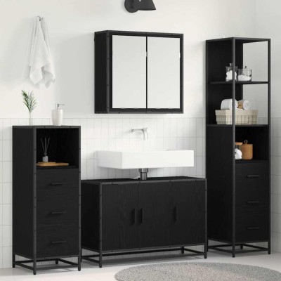 vidaXL Set de mobilier pentru baie 4 pcs Stejar negru 90 x 33 x 60 cm 3402484 foto