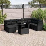 Cumpara ieftin Gossi set mobilier de gradina cu perne, 9 piese, negru, poliratan