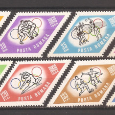 Romania 1964, LP 589 + 589 a - JO Tokyo, serie dant. + nedant., 4 poze, MNH