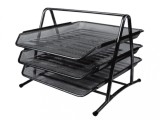 Organizator pentru documente cu 3 tavite suprapozabile,35x27 cm,negru