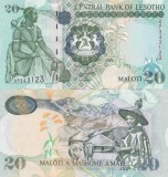 Lesotho 20 Maloti 2009 UNC, Bancnota Originala de Colectie din Africa