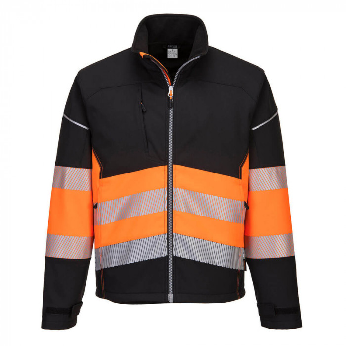 Jacheta reflectorizanta din softshell PW375 negru portocaliu