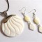 Set sidef alb, pandantiv rotund si cercei alungiti, set cadou femei 41112