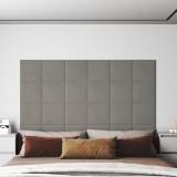 VidaXL Panouri de perete 12 buc. gri deschis 30x30 cm catifea 1,08 m&sup2;