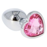 Cumpara ieftin Plug Anal Metal Roz Heart Jewel Small