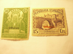 2 Timbre Spania 1931 supratipar Oficial :val. 10C si 15C Congres Postal Panameri foto