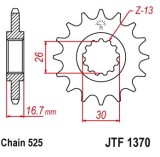 Pinion fata 14 dinti pas lant 525 - Honda CB 600 Hornet - CBR Fireblade - CRF - CMX - XL Varadero 600-1100cc