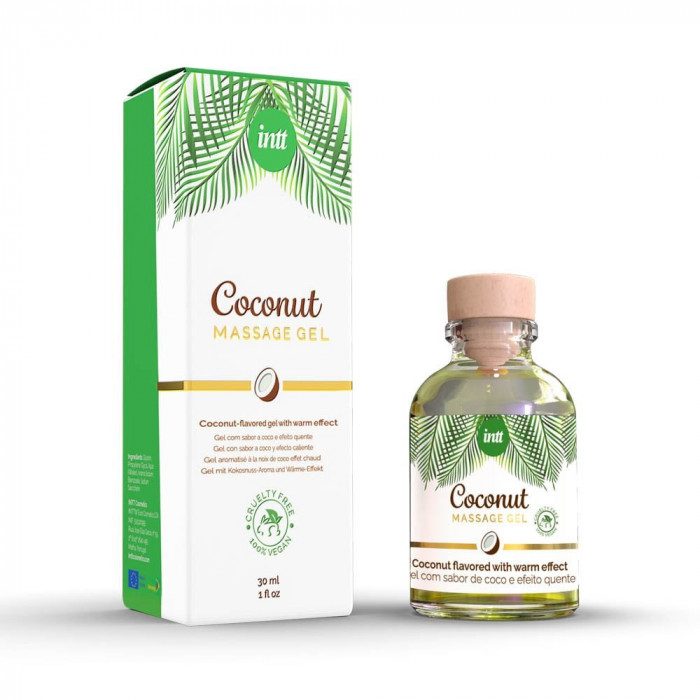 Coconut Vegan - Gel de Masaj cu Aromă de Cocos și Efect &Icirc;ncălzire, 30 ml