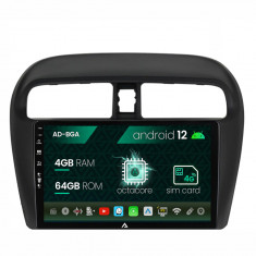 Navigatie Mitsubishi Space Star Mirage Attrage, Android 12, A-Octacore 4GB RAM + 64GB ROM, 9 Inch - AD-BGA9004+AD-BGRKIT267V3