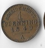 Moneda 1 pfennig 1849 - Prusia