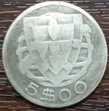 Moneda Argint Portugalia 5 Escudos 1933 A362 - Numismatica