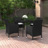 VidaXL Set mobilier de grădină cu perne 5 piese poliratan &amp; sticlă