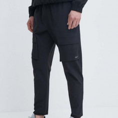 Reebok pantaloni Active Collective barbati, culoarea negru, cu fason cargo, 100075607