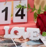 Decoratiune LOVE , PVC alb-roz, 11x4 cm
