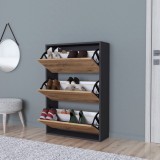 Schuhschrank Aurskog 110x73,5x24cm Anthrazit/Eiche [en.casa] HausGarden Leisure, [en.casa]