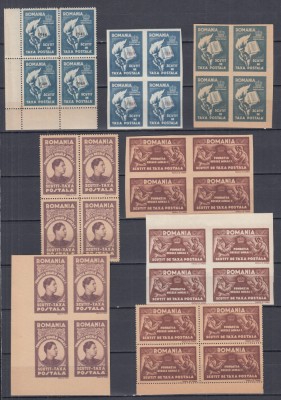 1947 FUNDATIA REGELUI MIHAI SCUTIT TAXA POSTALA SUPRATIPAR LOT BLOCURI DE 4 MNH foto