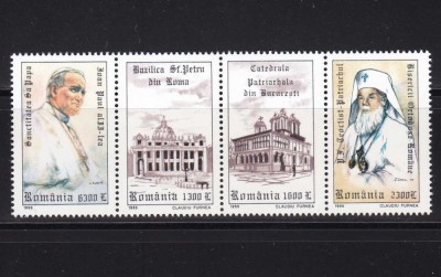 RO 1999 ,LP 1484 ,&amp;quot;Vizita Papa Ioan in RO&amp;quot; , serie , MNH foto