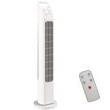 HOMCOM Ventilator turn cu telecomandă, temporizator 7,5 ore, ventilator silențios pentru dormitor, Alb | Aosom Romania