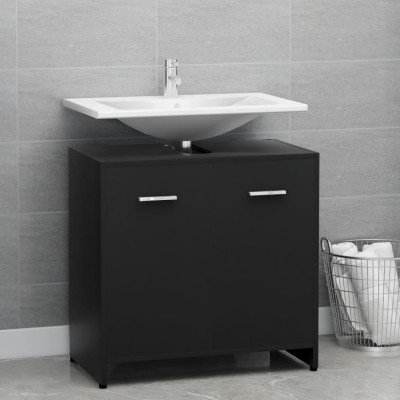 Gossi dulap de baie, negru, 60x33x61 cm, lemn prelucrat foto