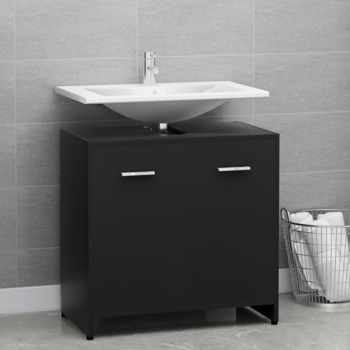 Gossi dulap de baie, negru, 60x33x61 cm, lemn prelucrat