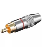 Mufa RCA Tata Goobay, Metal Aurit, Inel Roșu, Audio Video, Cablu Max 6.5mm