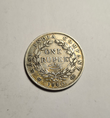 East India Company 1 One Rupee 1840 Regina Victoria foto