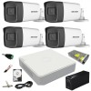 Sistem supraveghere video cu UPS 4 camere exterior 5MP cu IR 40M full accesorii cu HARD 1TB live internet SafetyGuard Surveillance, HIKVISION