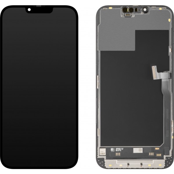Display cu Touchscreen MP compatibil cu Apple iPhone 13 Pro Max, cu Rama, Versiune Soft OLED IC Movable 120Hz FHD, Negru