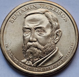 Monedă 1 Dollar 2012 USA, Benjamin Harrison, 23th President, unc-Aunc, litera D, America de Nord