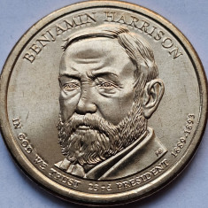 Monedă 1 Dollar 2012 USA, Benjamin Harrison, 23th President, unc-Aunc, litera D