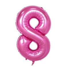 Balon din folie flippy, cifra 8, 81 cm, pentru aer sau heliu, bulk, roz