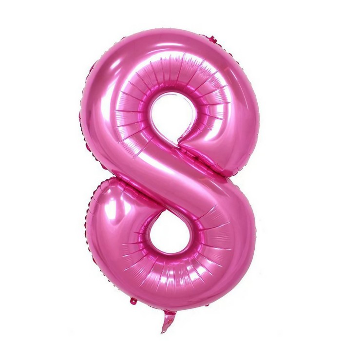 Balon din Folie Cyrax, Cifra 8, 81 cm, Pentru Aer sau Heliu, Bulk, Roz