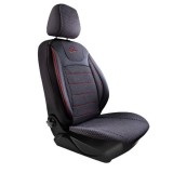Set Huse Scaune Auto Panda Prestige, Negru cu cusatura Rosie, 11 piese