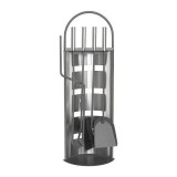 Set accesorii semineu, suport cu 4 piese,&nbsp;inox, 66 cm GartenVIP DiyLine