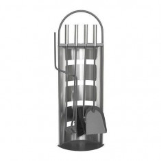 Set accesorii semineu, suport cu 4 piese, inox, 66 cm GartenVIP DiyLine