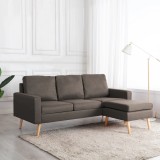 VidaXL Canapea cu 3 locuri și taburet, gri taupe, material textil